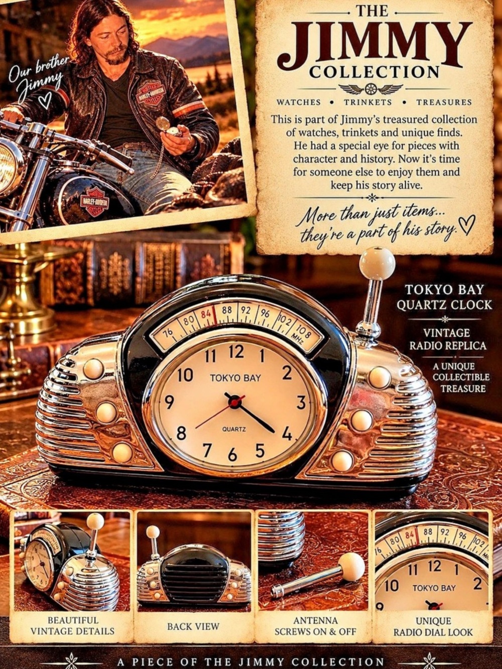 Tokyo Bay Quartz Retro Clock Radio Replica Vintage Clock Radio Decor